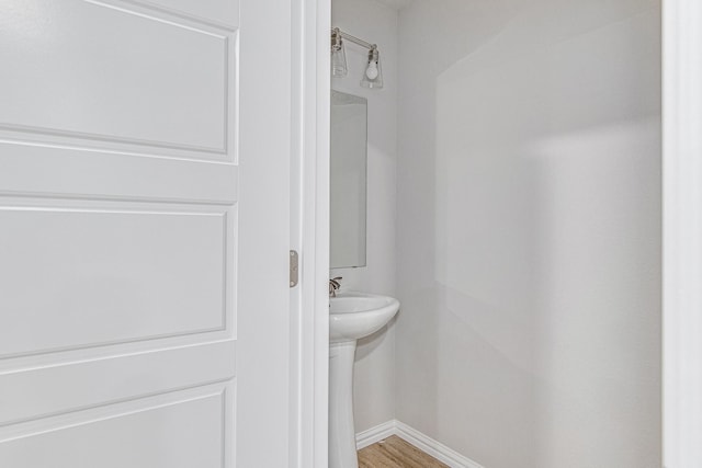 bathroom featuring hardwood / wood-style flooring