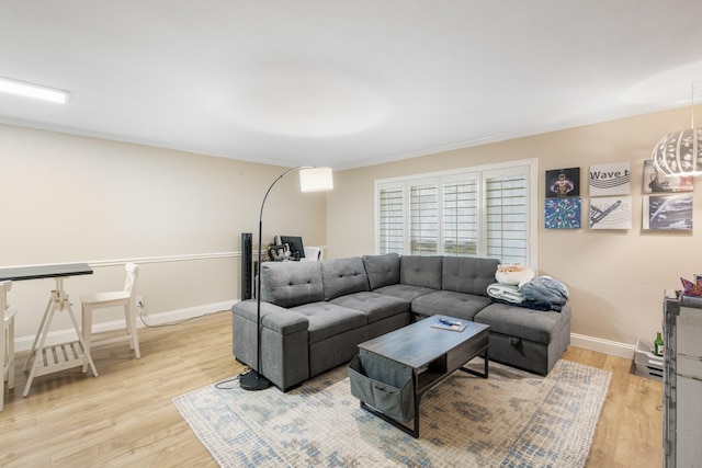 living room featuring light wood-type flooring