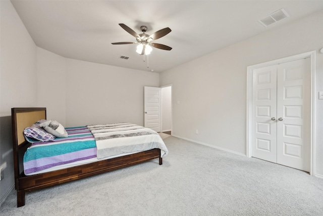 bedroom with carpet and ceiling fan