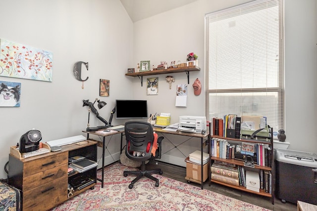 office space featuring hardwood / wood-style flooring