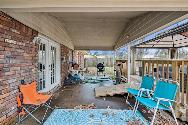 view of patio with a gazebo and french doors