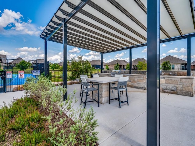 view of patio / terrace featuring a bar