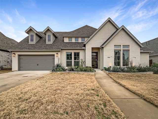 view of front of house with a garage and a front yard