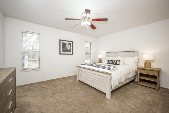 bedroom featuring carpet floors and a ceiling fan