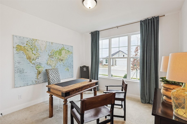 view of carpeted home office