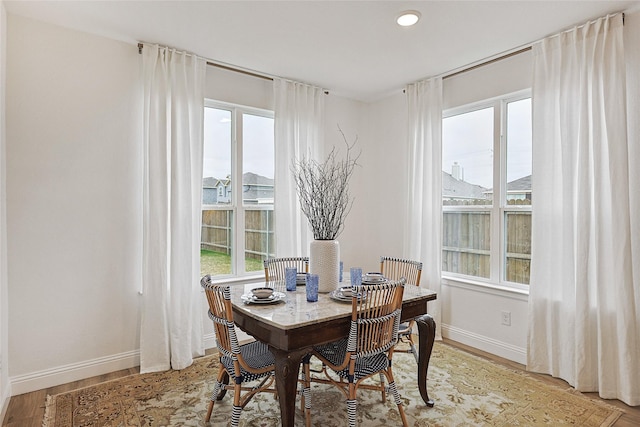 dining room with light hardwood / wood-style flooring