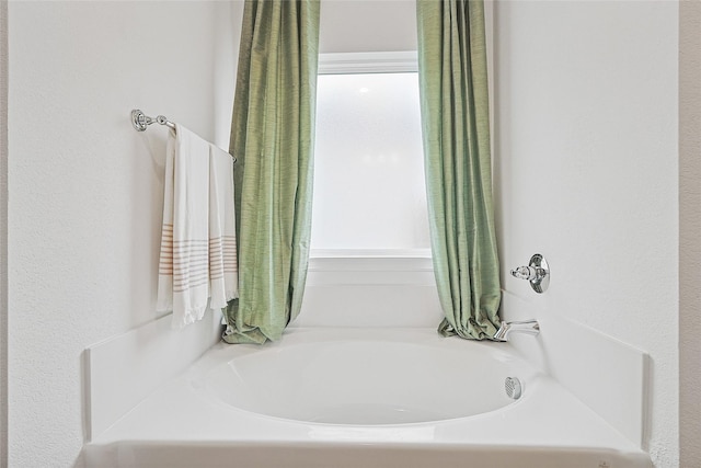 bathroom with a healthy amount of sunlight and a washtub