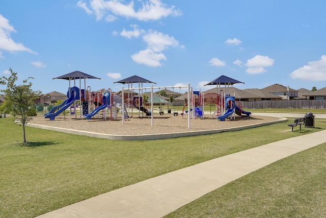 view of play area featuring a yard