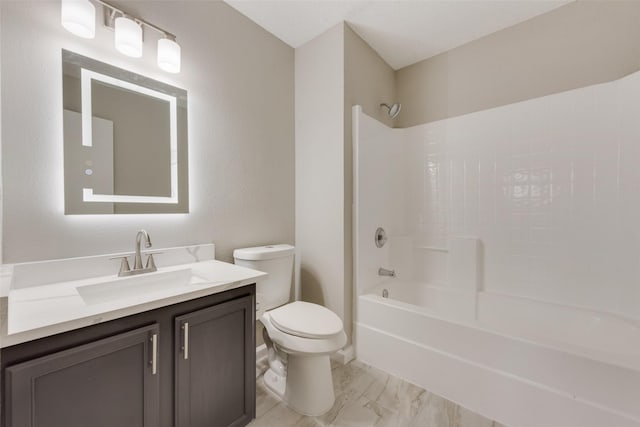 full bathroom with vanity, toilet, and shower / bath combination