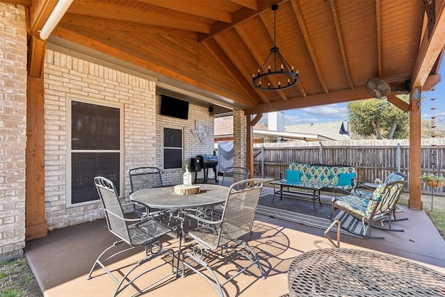 view of patio featuring area for grilling and an outdoor hangout area