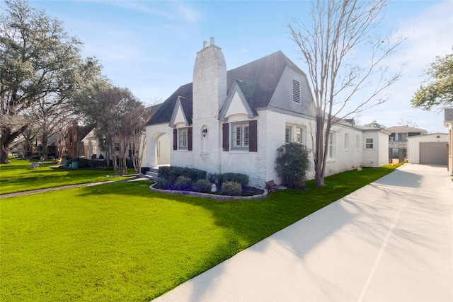 view of property exterior with a yard