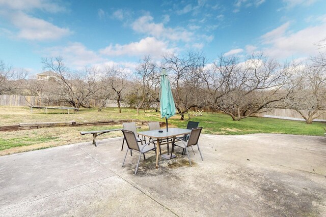 view of patio with a trampoline