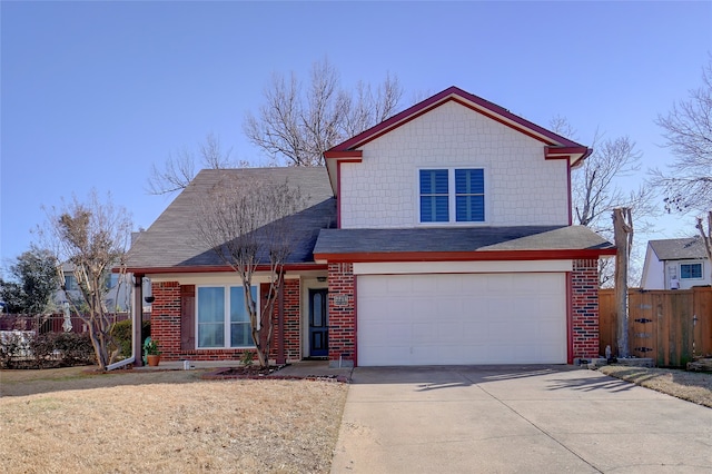 view of front property with a garage