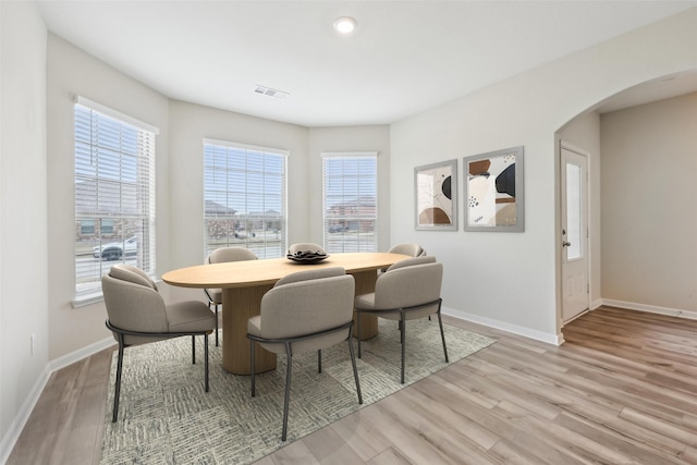 dining area featuring light hardwood / wood-style floors