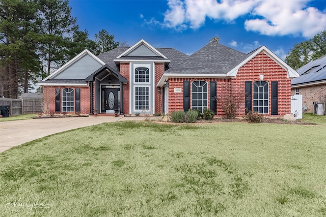 view of front of home with a front yard