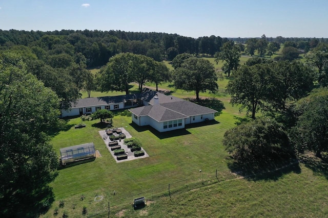 birds eye view of property featuring a rural view