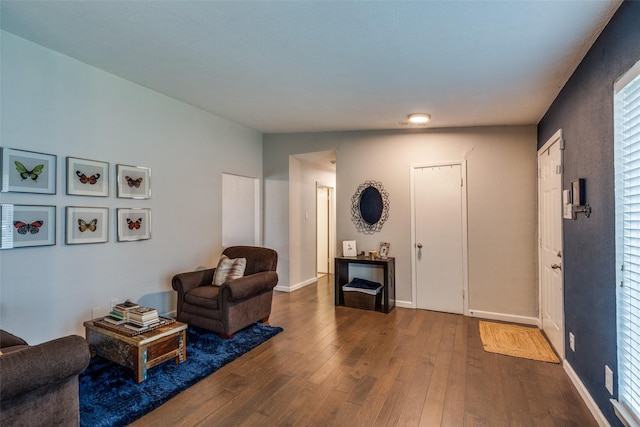 interior space with dark hardwood / wood-style flooring