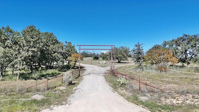 view of road with a rural view