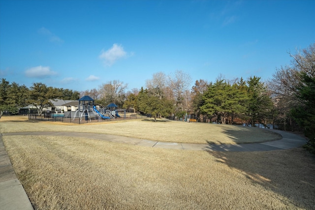 view of yard featuring a playground