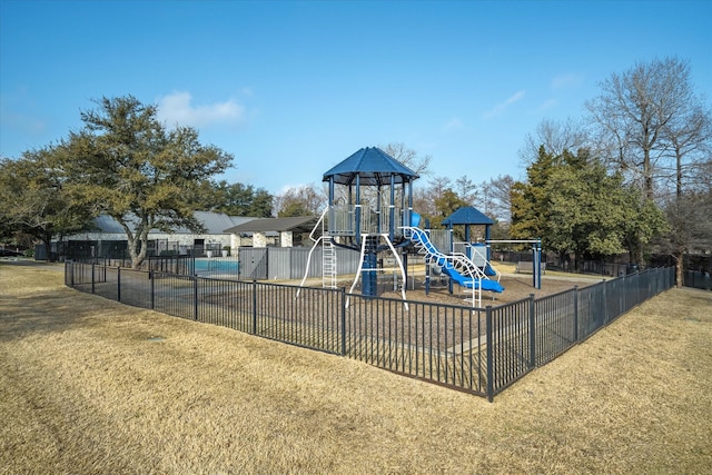 view of playground featuring a yard