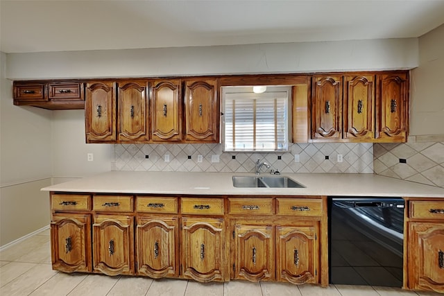 kitchen with dishwasher, sink, and backsplash