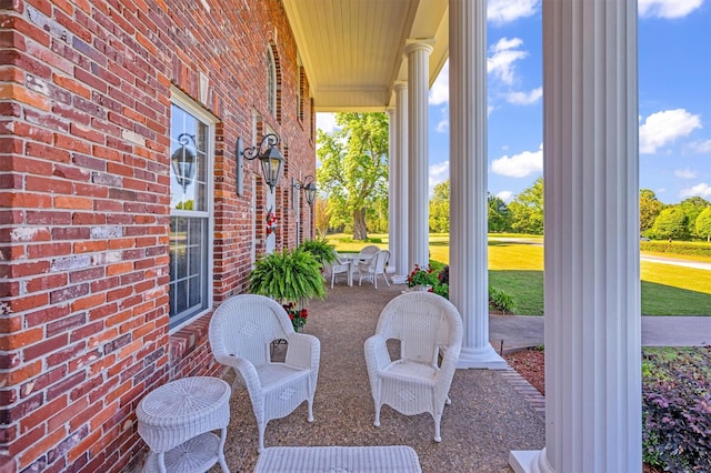view of patio with a porch