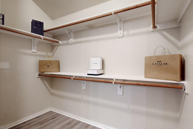 walk in closet featuring wood-type flooring