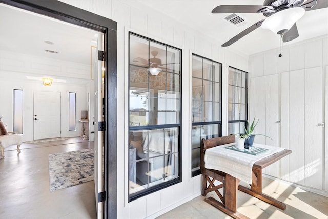 office area featuring ceiling fan