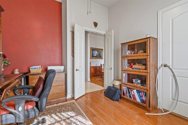 office space featuring light hardwood / wood-style flooring