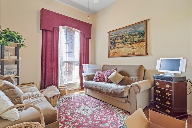 living room with hardwood / wood-style floors