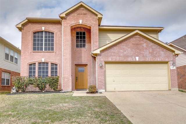 front of property with a garage and a front yard