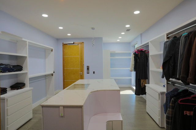 spacious closet featuring light wood-type flooring