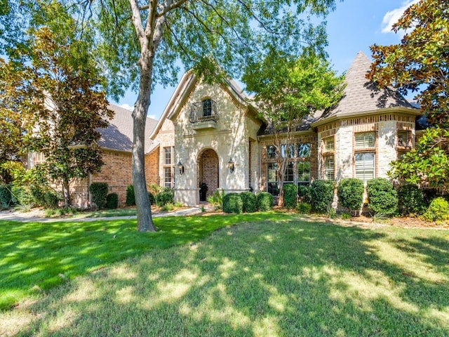 view of front of house with a front lawn