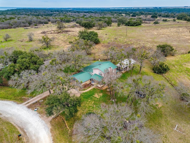 aerial view featuring a rural view