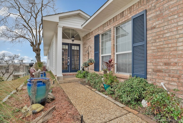 doorway to property featuring french doors