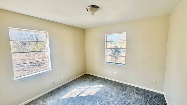 empty room with plenty of natural light and carpet flooring