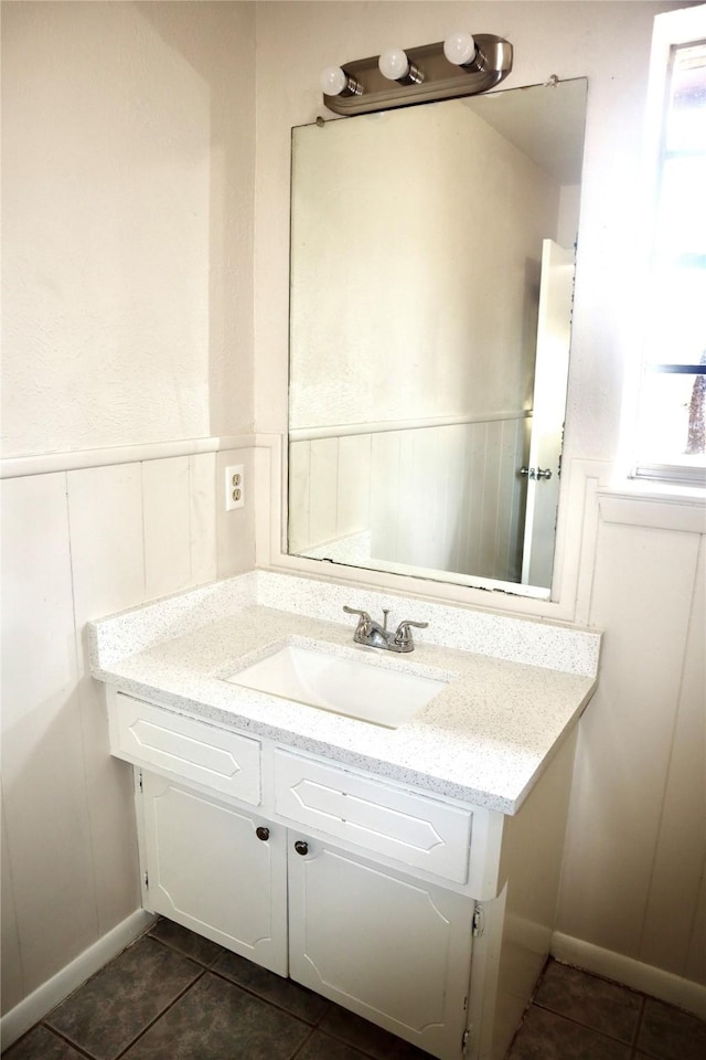 bathroom featuring vanity and tile patterned floors