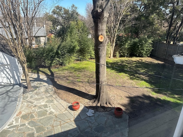 view of yard with a patio area and fence