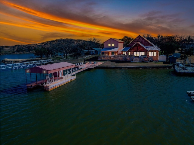 view of dock featuring a water view