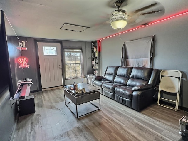 living room with hardwood / wood-style floors