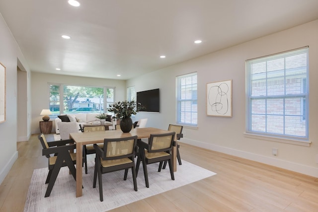 dining room with light hardwood / wood-style flooring