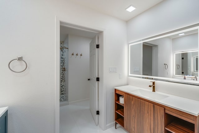 bathroom featuring vanity and a shower with curtain