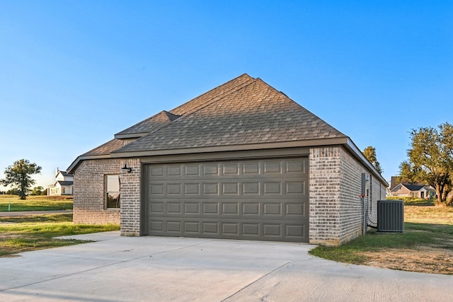 garage with central AC unit