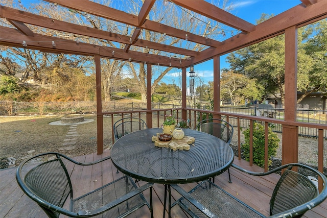 deck featuring a pergola