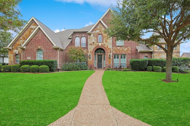 view of front of property featuring a front lawn