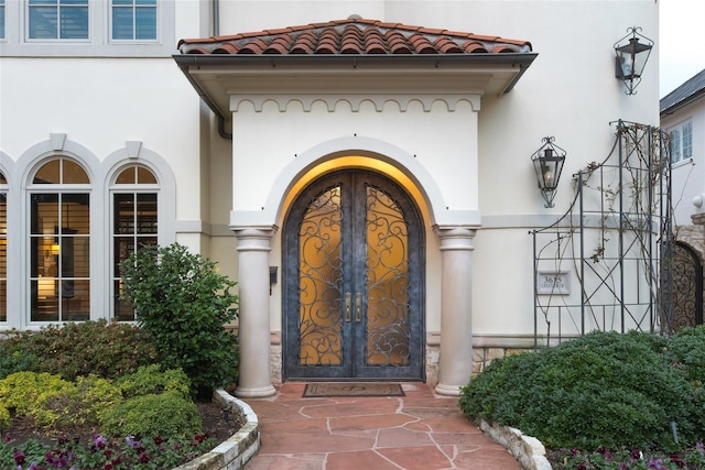 property entrance with french doors