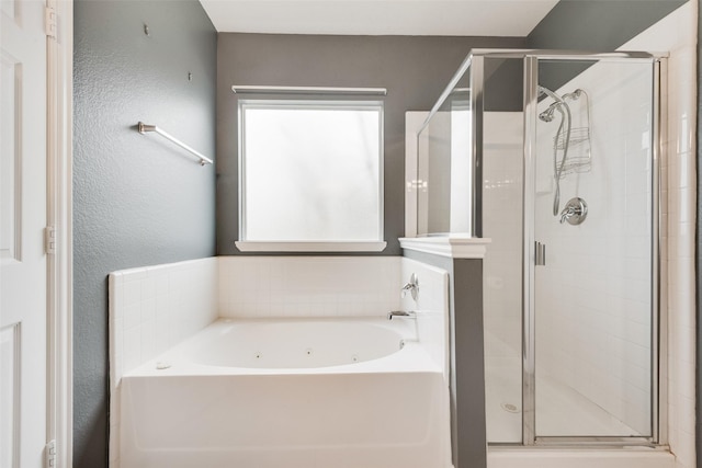 bathroom with plus walk in shower