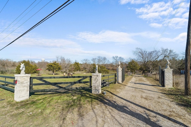 view of street with a rural view