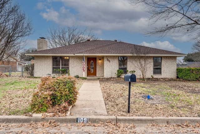 view of single story home