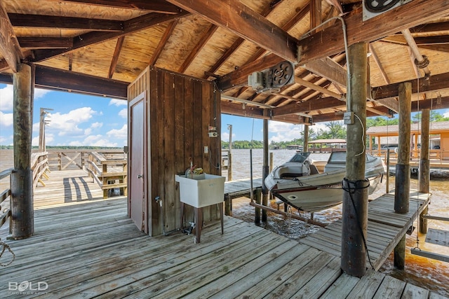 view of dock featuring a water view